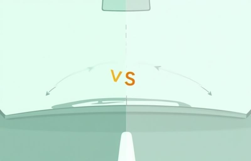Visual comparison showing a car windshield with a sticker and a digital representation