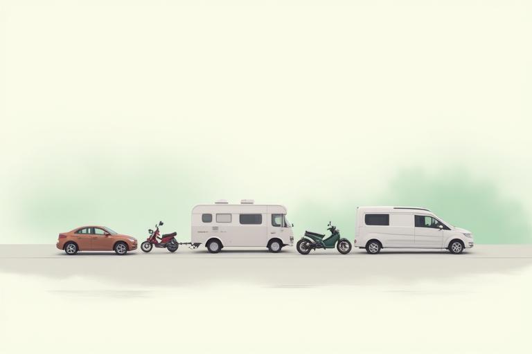 Image showing different types of vehicles like a car, motorcycle, and caravan